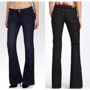 Paige Laurel Canyon Dark Wash Low Rise Boot Cut Jeans Size 24